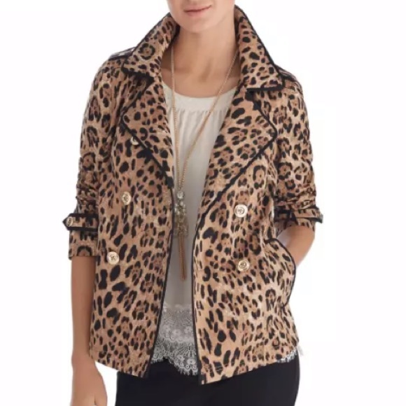 White House Black Market Jackets & Blazers - White House Black Market Leopard Swing Jacket